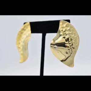 EA9 Organic Form Hammered Gold Statement Earrings FINAL PRICE